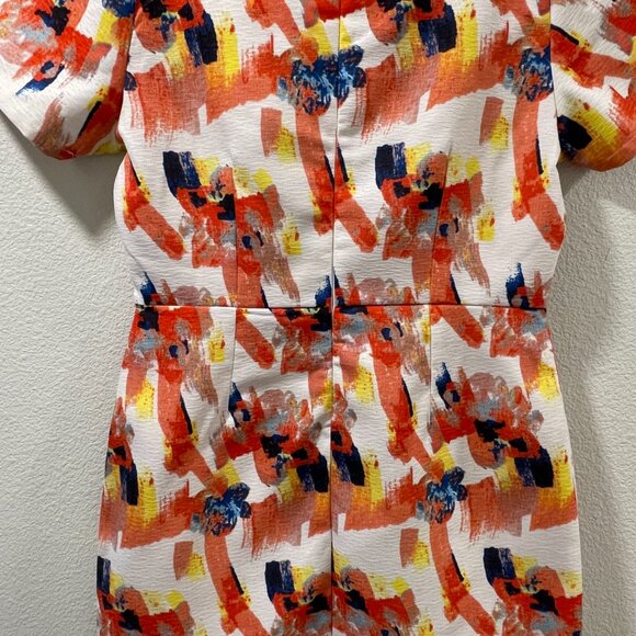 (NEW) VERY J Mini  Short Sleeve Peekaboo Midriff, Floral Ivory/Orange/Multi - L - Picture 7 of 11